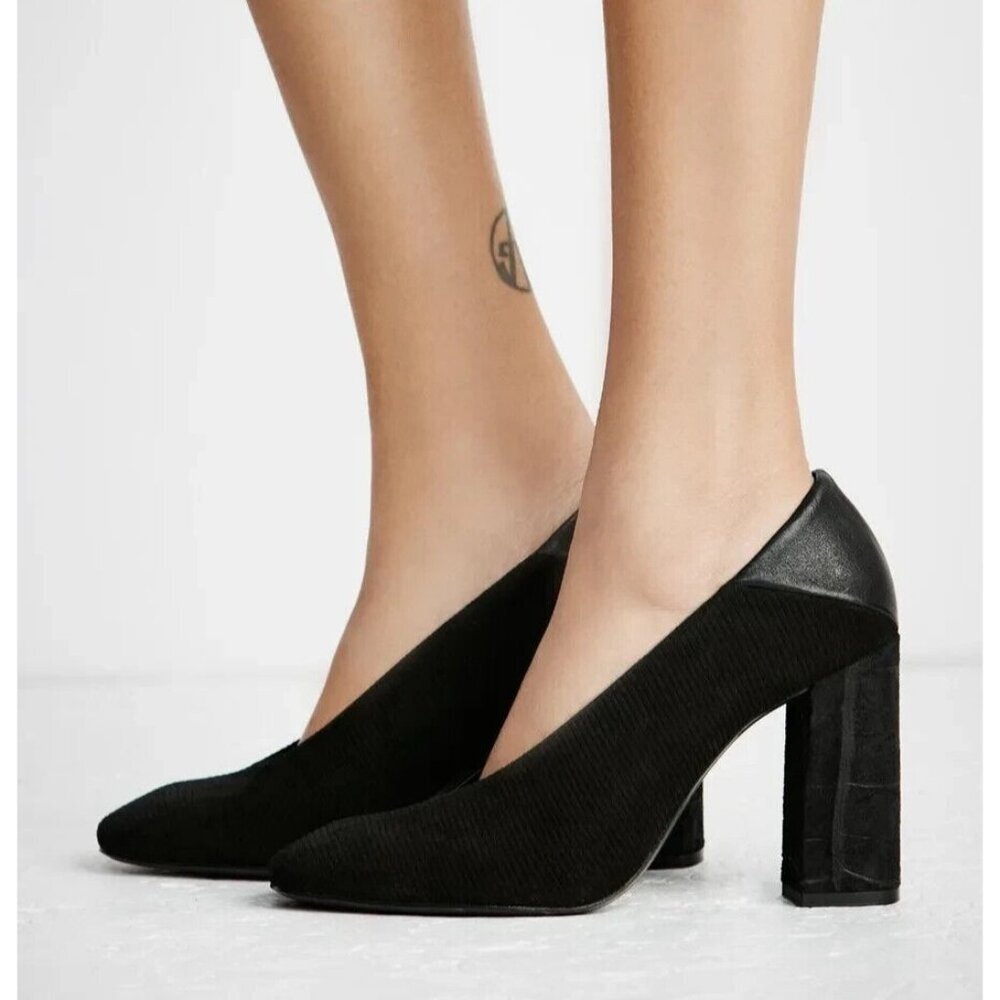 Free People Take Heart Block Heel Textured Pumps Size 40 EU
